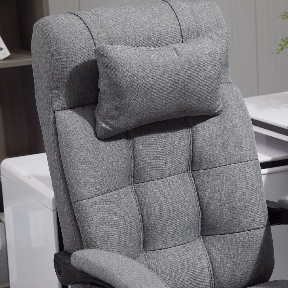 Rolipo Ergonomic Office Chair with Lumbar Support, Headrest, Footrest and Armrests in Light Grey Fabric – 6