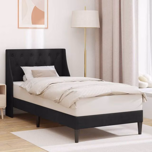 Berkfield Home Black Velvet Bed Frame with Headboard W/D/H: 90 x 190 cm – 1