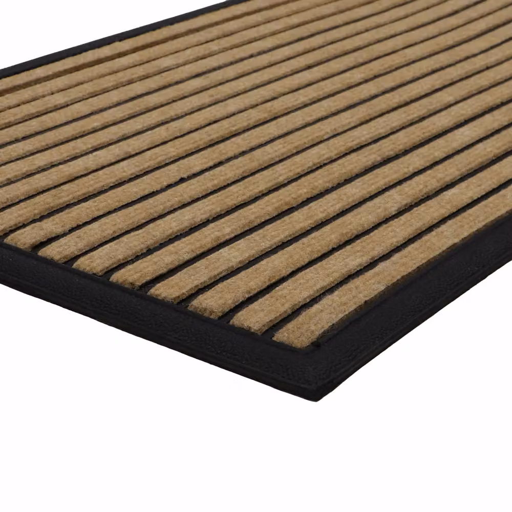 JVL Vienna Brown Striped Rubber Backed Scraper Doormat, W: 40 cm, D: 60 cm – 7