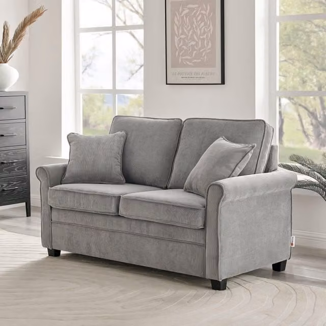 Bravich LTD Ramy 2 Seater Corduroy Sofa Bed with Foam Mattress in Grey – 1
