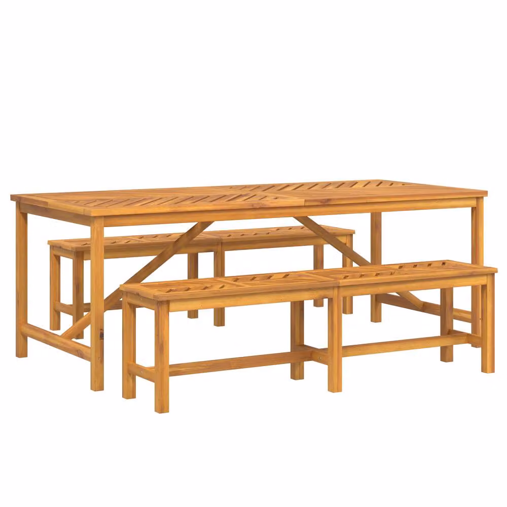 Berkfield Home 6 Piece Modern Garden Dining Set in Brown Solid Acacia Wood – 2