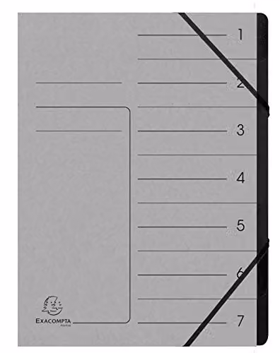 Exacompta Grey Stapled Spine Multipart File for A4 Documents with 7 Reinforced Tabs