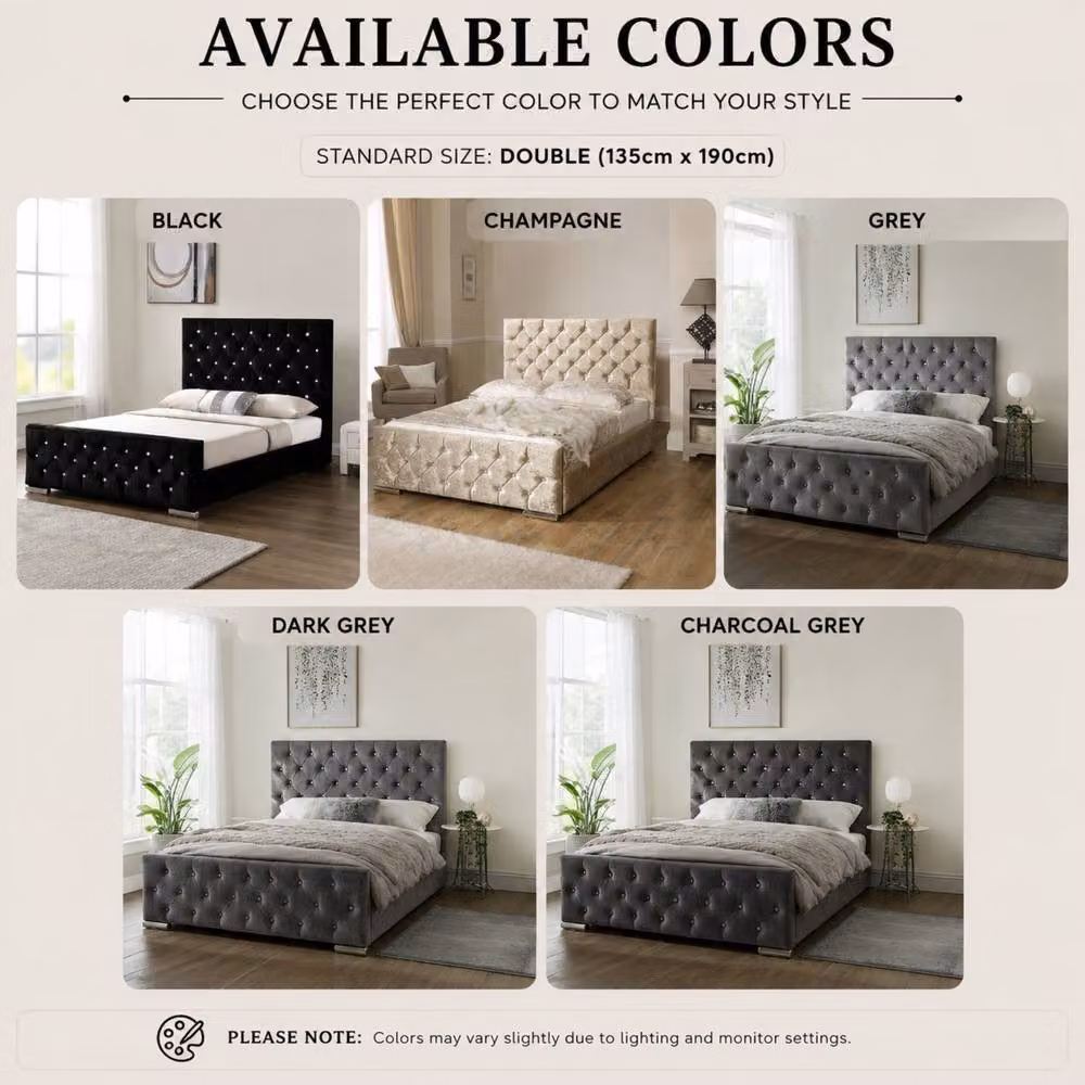 Stratus Interiors Florida Diamond Pattern Upholstered Plush Velvet Single Bed in Grey, W/D/H: 90 x 190 cm – 3