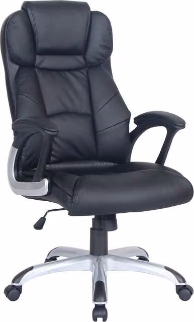 Brompton Modern Black Synthetic Leather Task Chair with Headrest and 360 Degree Swivel