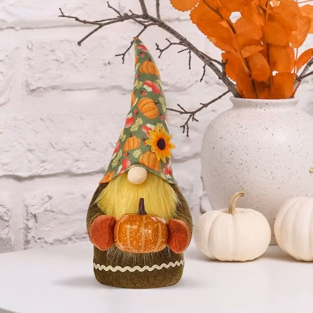 Lifeideas Handmade Autumn Harvest Scandinavian Tabletop Gnome Decoration in Multicolour and Brown