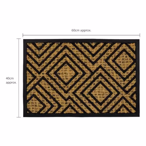 JVL Alba Woven Tuffscrape Doormat in Brown and Beige with Diamond Pattern, W: 40 cm, D: 60 cm – 3