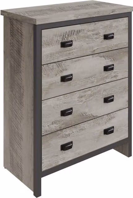 GFW Boston 4 Drawer Chest of Drawers in Grey and Black Industrial Style – 2