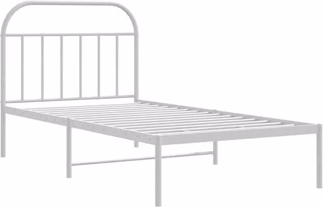 Berkfield Home Metal Bed Frame with Headboard in White W/D/H: 100 x 200 x 105 cm