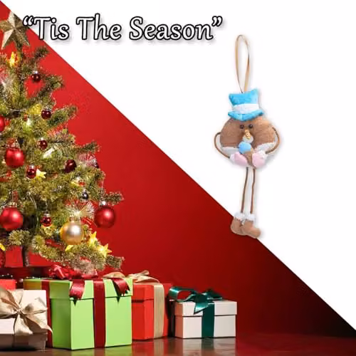 VFM e-Store Christmas Hanging Decoration Blue and Pink Striped Textile Pendant, W/H: 31 x 15 cm – 5