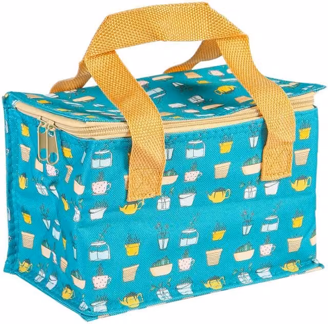 Little Botanics Nicola Spring Insulated Fabric Lunch Bag in Blue and Turquoise