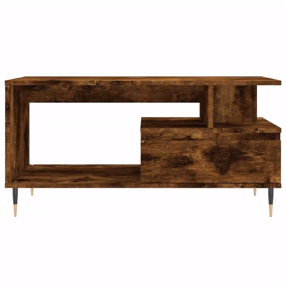 Berkfield Home Modern Smoked Oak Coffee Table in Brown, W/D/H: 90 x 49 x 45 cm – 4