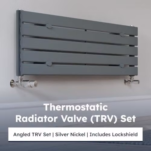 UK Radiators Talus Bold Angled Thermostatic Radiator Valve and Lockshield Set in Polished Silver Nickel – 2