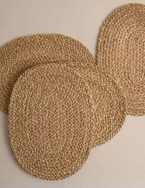 M&S Set of 4 Plain Seagrass Oval Placemats in Beige