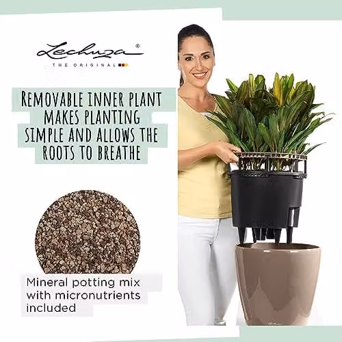 Lechuza Classico 43 LS Self Watering Plastic Planter in Charcoal Metallic, D43 x H40 cm – 3