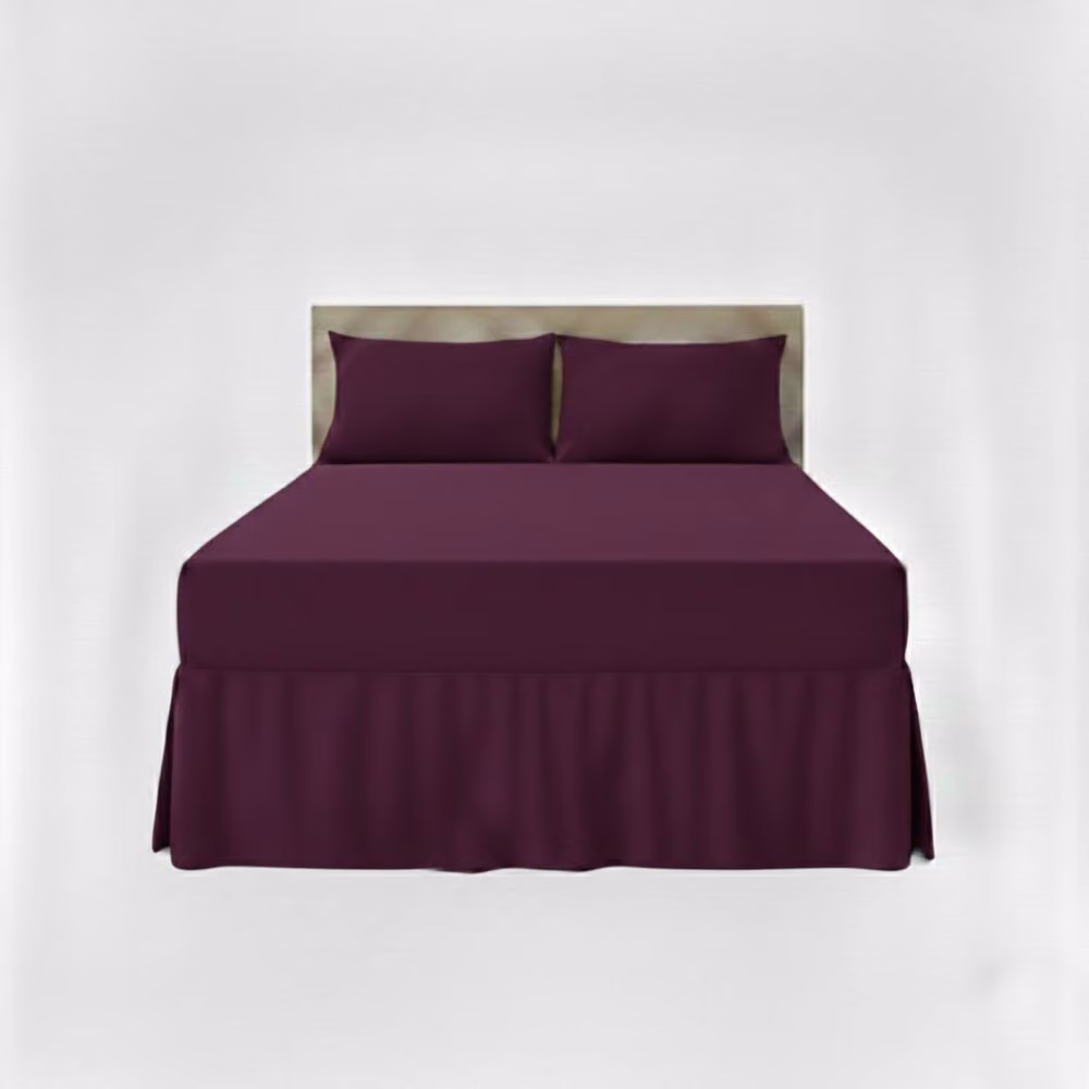 Snug City Single Fitted Valance Bed Sheet in Plum Purple, Polycotton with Frill, W/D/H: 90 x 200 cm – 2