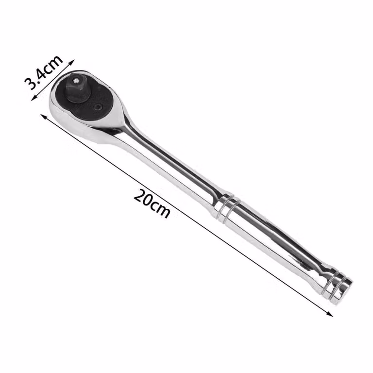 Nordara Professional 3/8 inch Reversible Socket Ratchet Handle in Silver Chrome Vanadium Steel