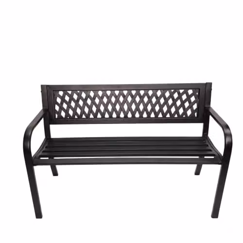 Samuel ALEXANDER Keswick 2 Seater Modern Metal Garden Bench in Matt Black, W/D/H: 76 x 34 x 34 cm – 3