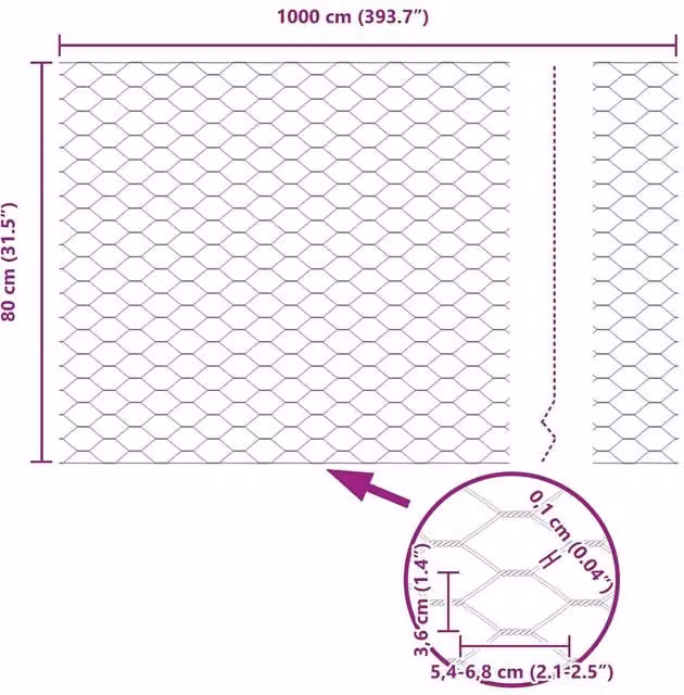 Berkfield Home Green PVC Coated Steel Hexagon Fence 0.8 x 10 m