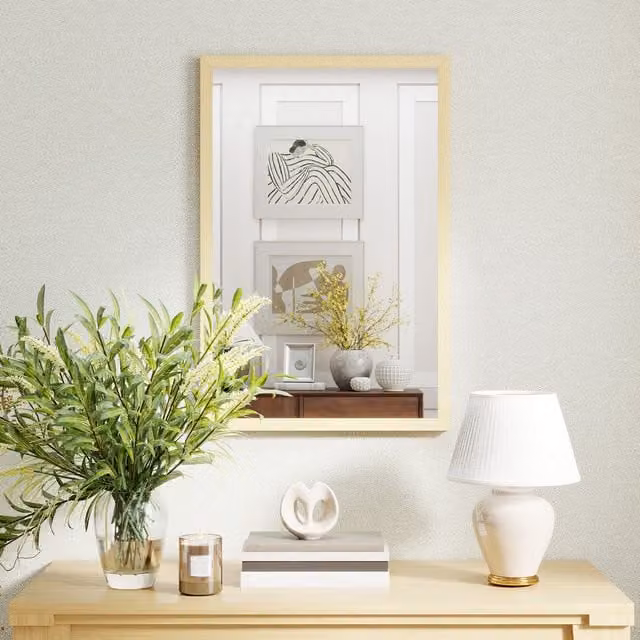 Costway Wall Mounted Bathroom Mirror in Brown, Yellow or Beige, Width: 40 cm