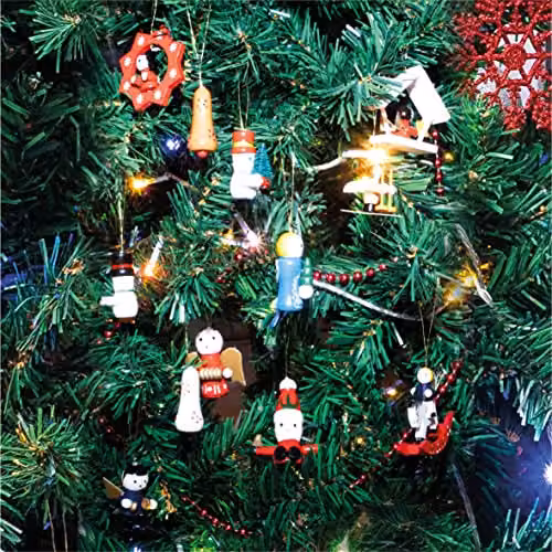 Netagon Vintage Wooden Christmas Hanging Decorations, Pack of 12 Multicolour Angel and Snowman Pendants – 2