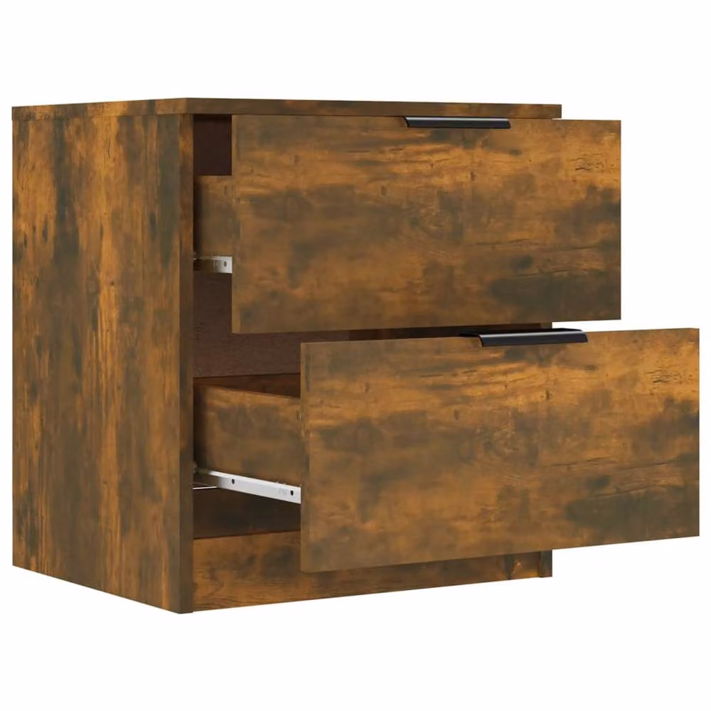 Berkfield Home Set of 2 Smoked Oak Bedside Cabinets in Brown – 3