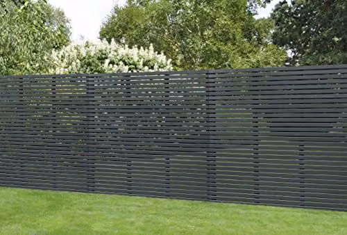 Forest Garden Impregnated Contemporary Slatted Wood Fence Panel, Anthracite Grey, W: 181 cm, H: 180 cm – 2