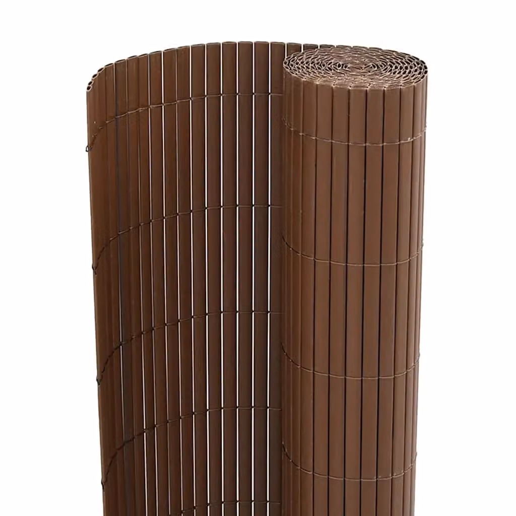 Berkfield Home Double-Sided Brown PVC Garden Fence Mat, W: 3 m, H: 1.8 m – 5