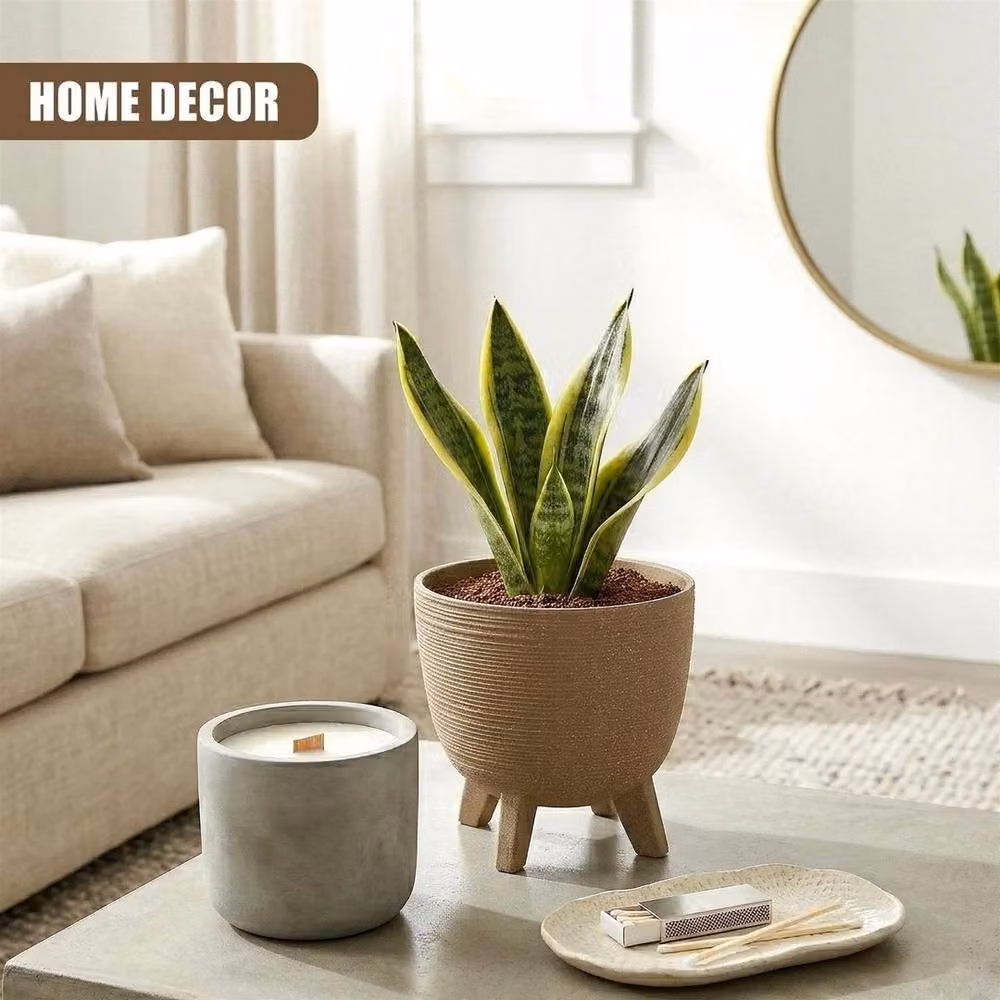KORVIXA Brown Round Plant Pot with Legs for Indoor and Outdoor Use, Diameter: 29 cm – 1