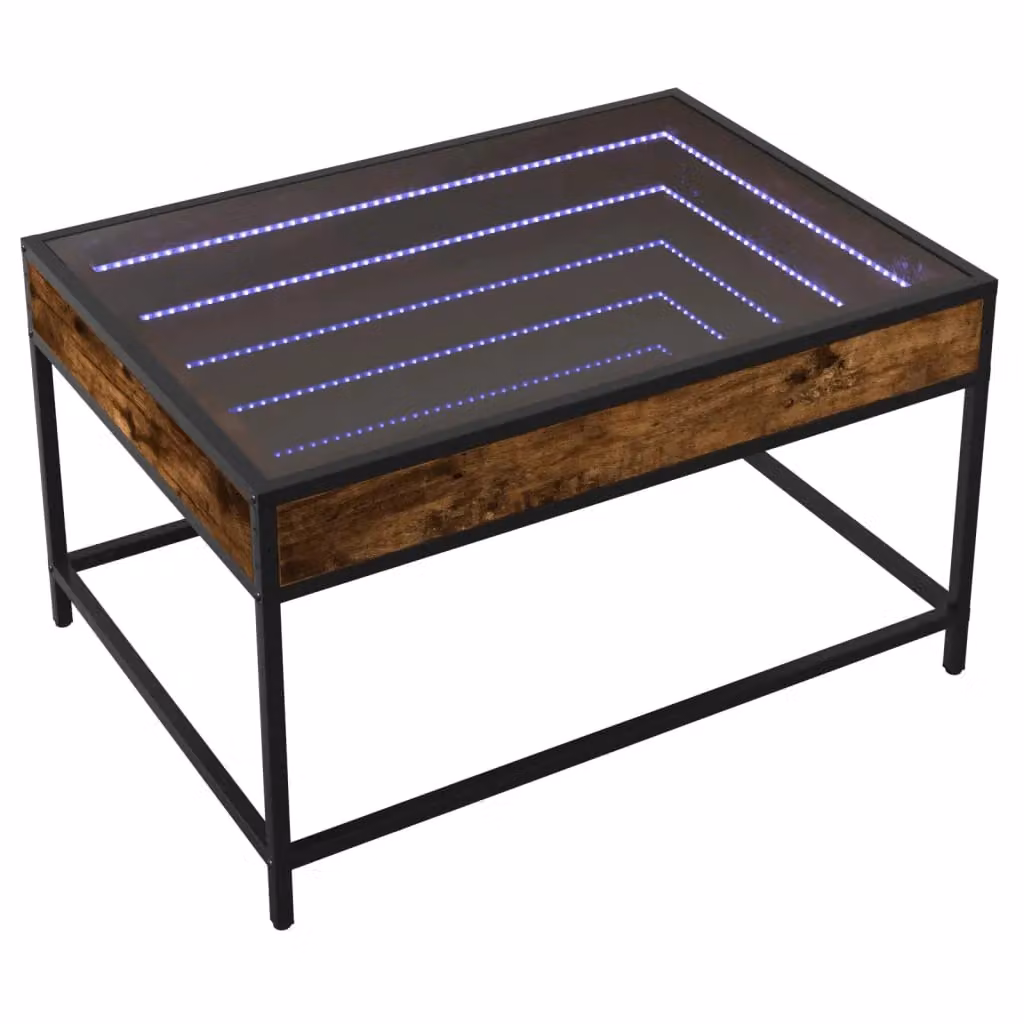 Berkfield Home Infinity LED Coffee Table in Smoked Oak Brown, W: 70 cm, D: 50 cm, H: 41 cm – 3