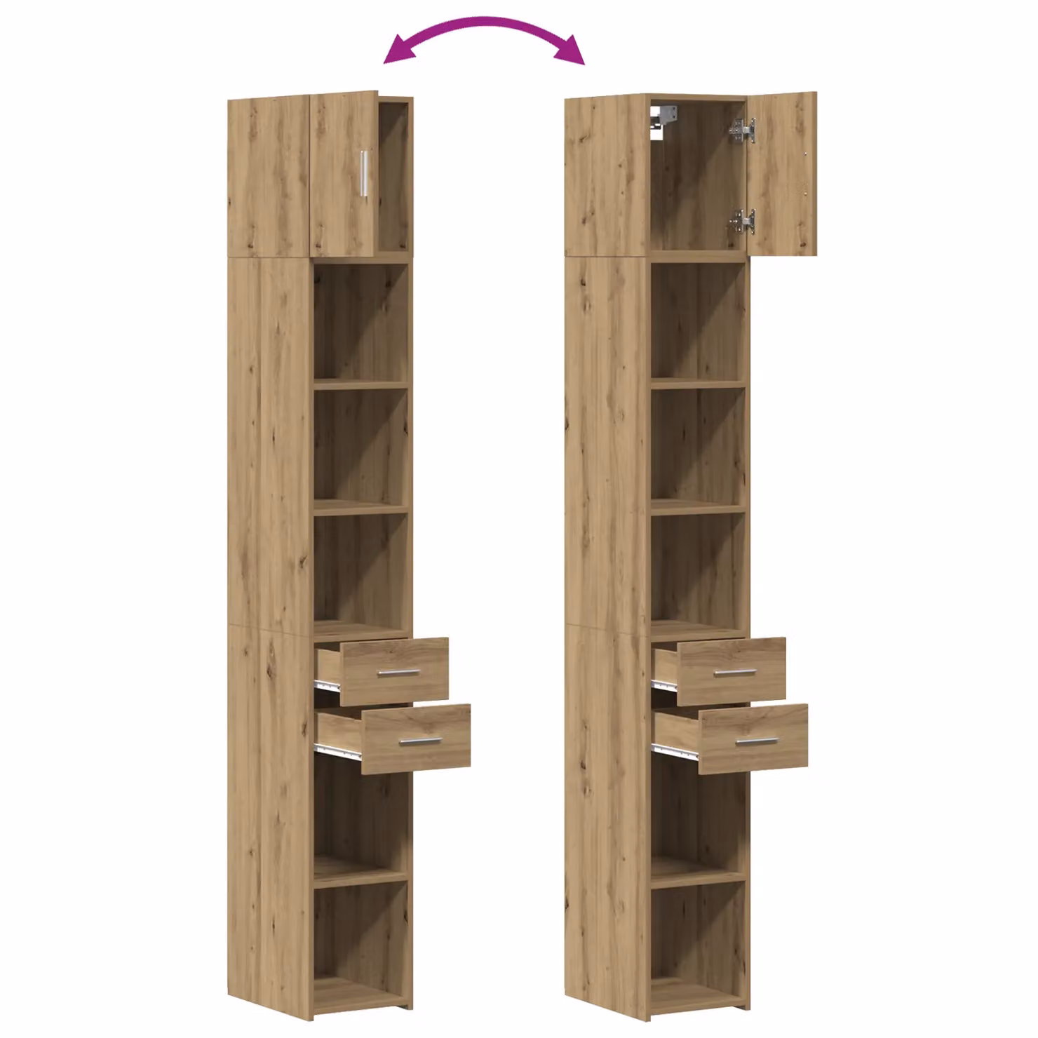 Berkfield Home Slim Storage Cabinet in Artisan Oak Brown, W: 30 cm, D: 42.5 cm, H: 225 cm – 3