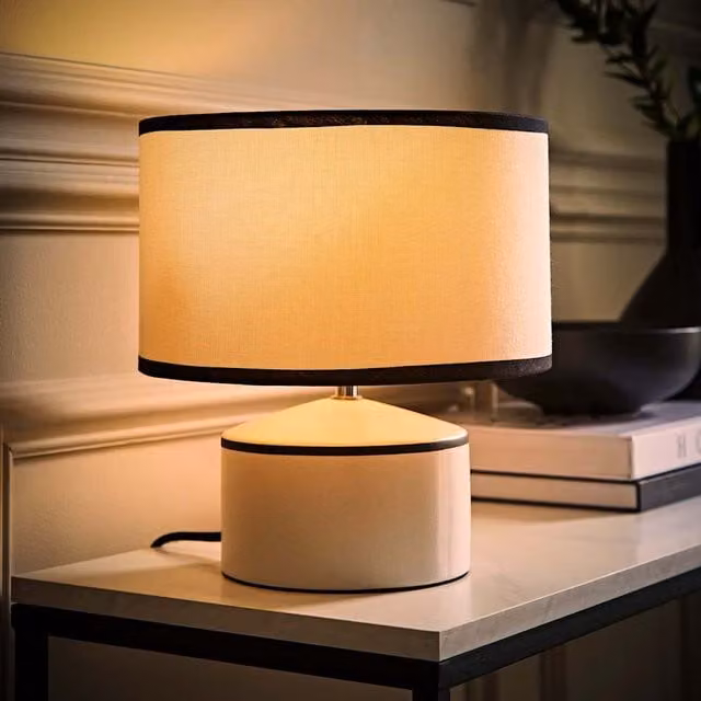 Julia Ceramic and Fabric Shade Table Lamp in White