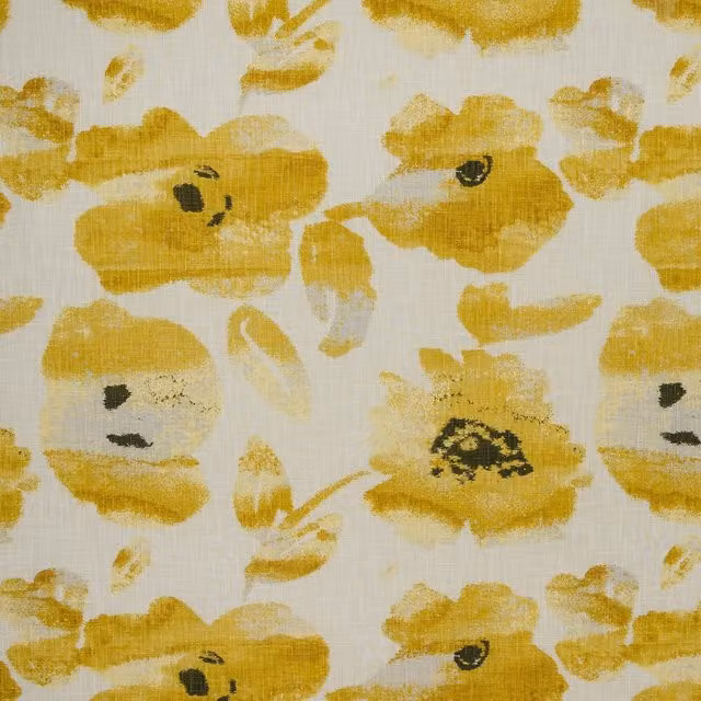 Terrys Portofino Floral Cotton Fabric in Ochre Yellow