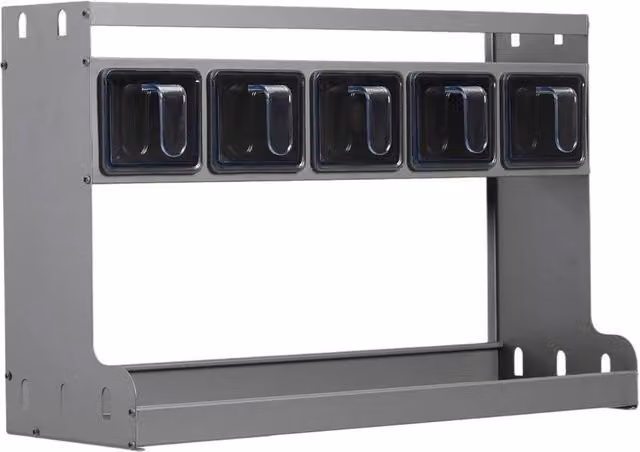 Pawnora Wall Seasoning Spice Box in Grey with 3 Tiers and 5 Jars