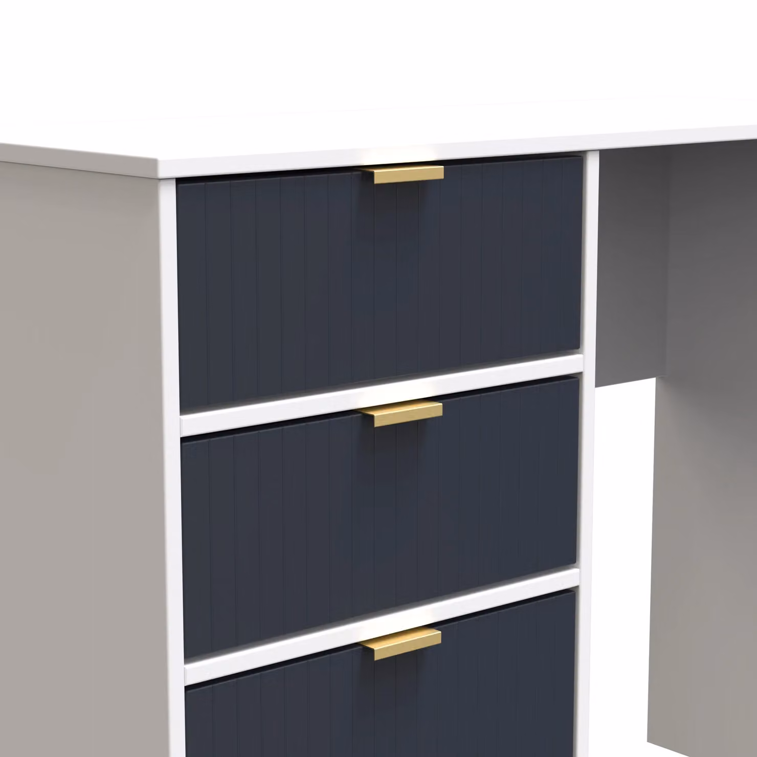 Ready Assembled 2 U Bexley 4 Drawer Vanity in Dark Blue and Gold – 3