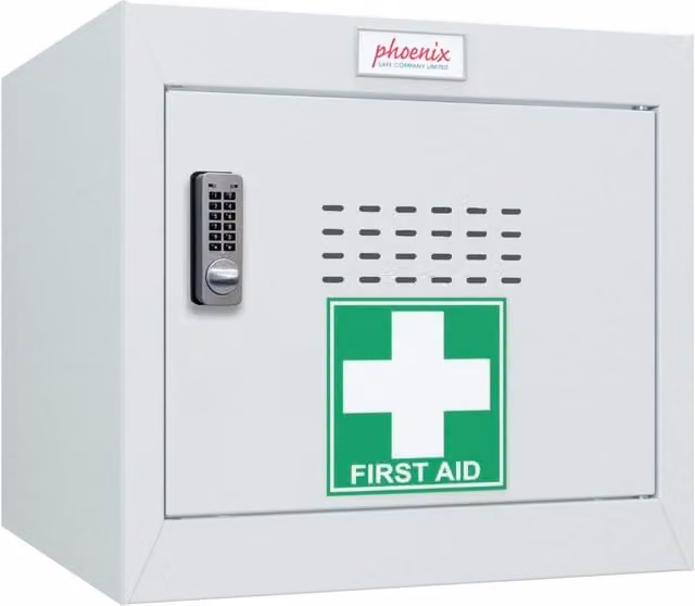 Phoenix Safe Company MC0344GGE Medical Cube Locker in Light Grey with Electronic Lock
