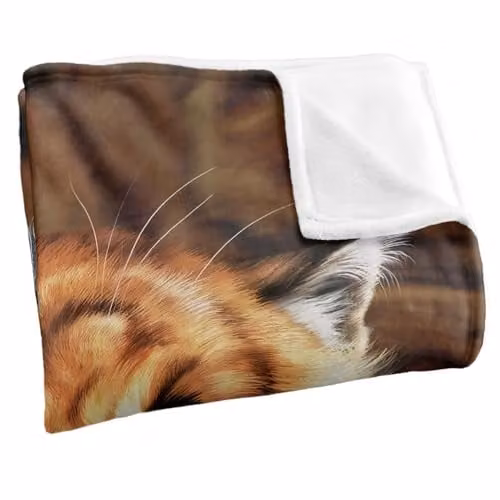 JQ Licensing Jlo Saber-Toothed Tiger Silky Touch Super Soft Fleece Throw Blanket, White, W/D/H: 152 x 127 cm – 2