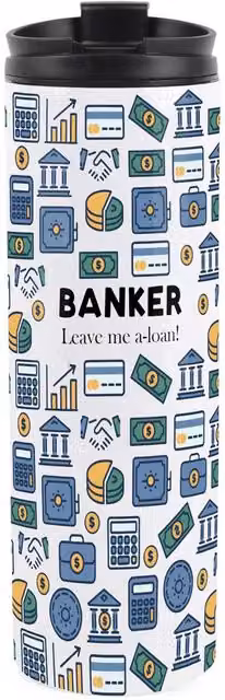 Purely Home Novelty Banker Travel Flask Reusable Stainless Steel Tumbler in Multicolour and White