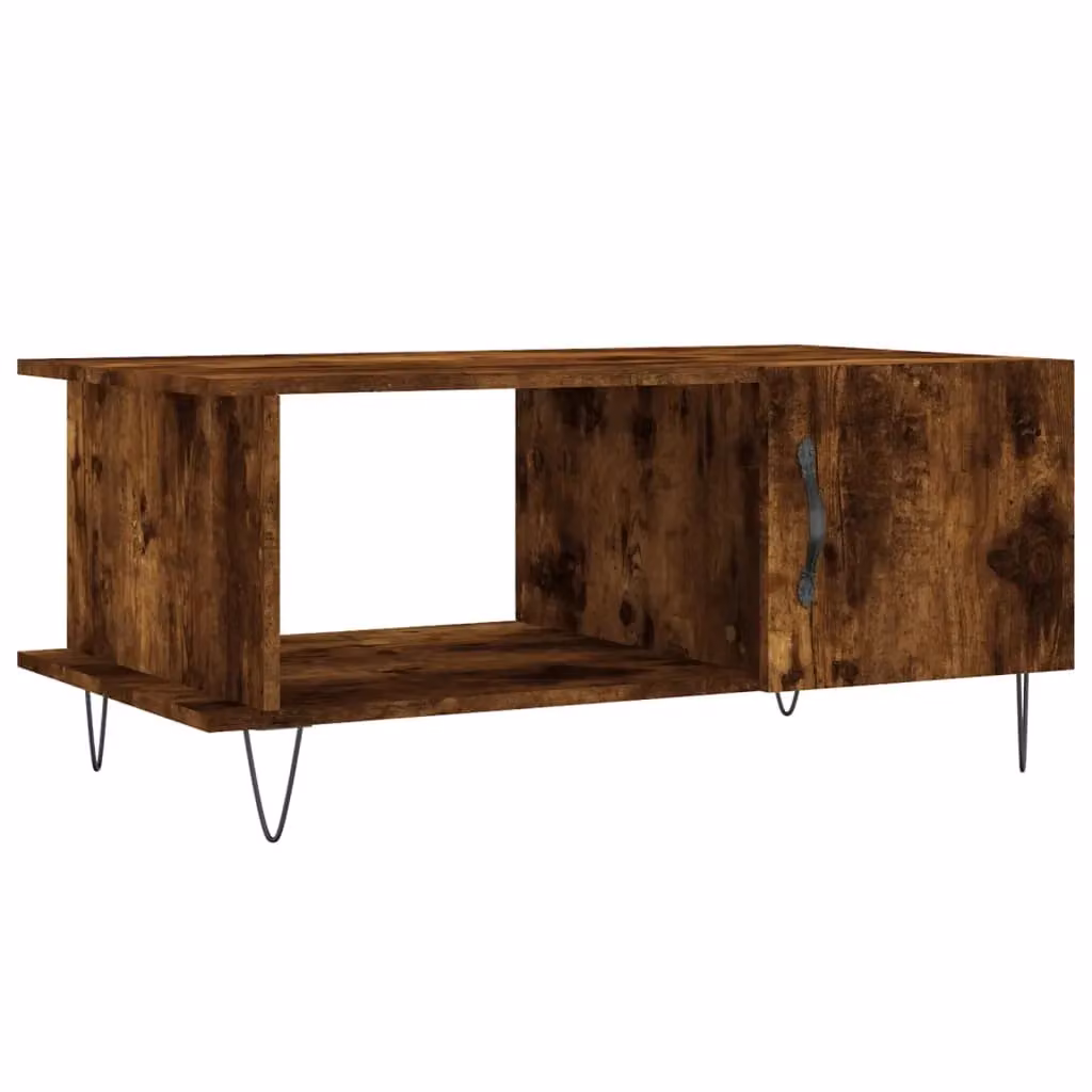 Berkfield Home Smoked Oak Coffee Table in Brown, W/D/H: 90 x 50 x 40 cm – 2