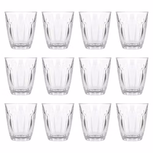 Argon Tableware Set of 12 Transparent Geometric Fluted Glass Espresso Tumblers, 100 ml – 1