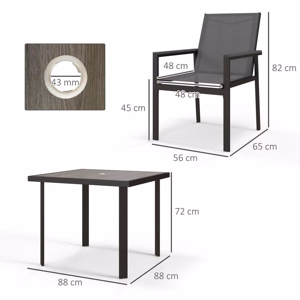 STILVORA 4-Seater Modern Dining Set with Grey Matt Metal and Glass Frame – 3