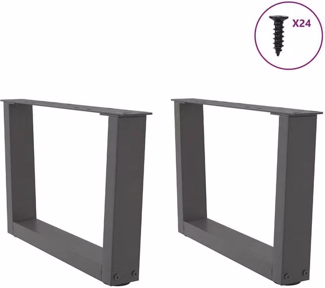 Berkfield Home Modern V-Shape Dining Table Legs, 2 Pieces, Anthracite Dark Grey, H: 50 cm, W: 30-31.3 cm