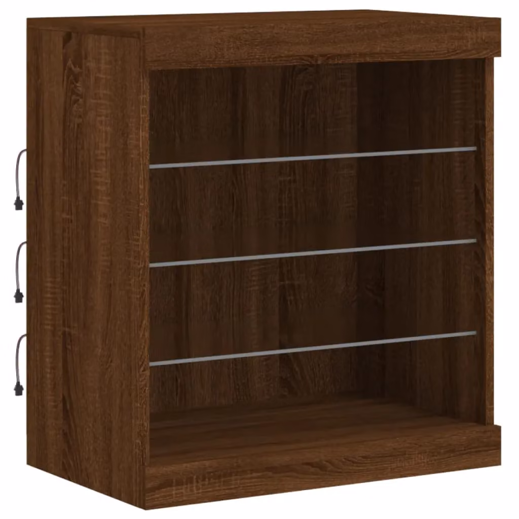 Berkfield Home Modern Sideboard with Integrated LED Lights in Brown Oak, W: 60.5 cm, D: 37 cm, H: 67 cm – 4