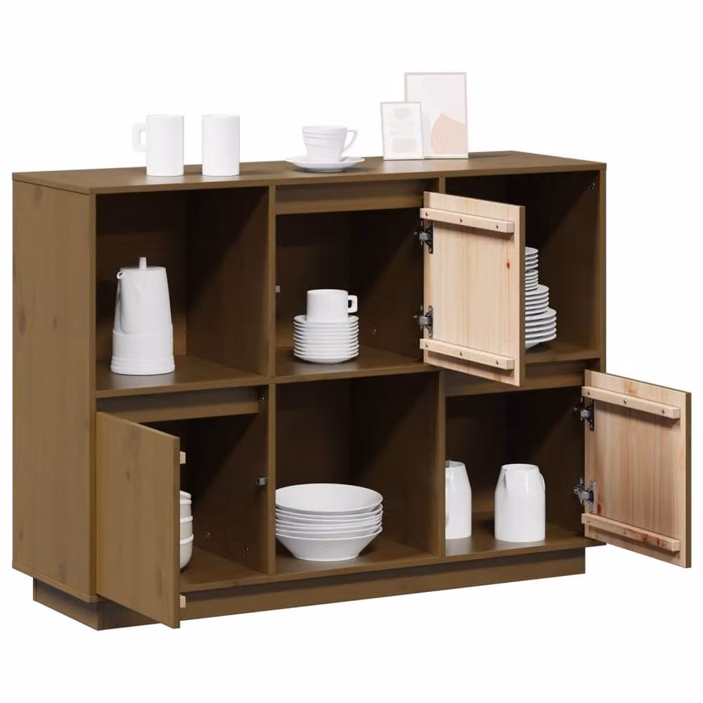 Berkfield Home Honey Brown Solid Wood Pine Sideboard W/D/H: 110.5 x 35 x 80 cm – 3