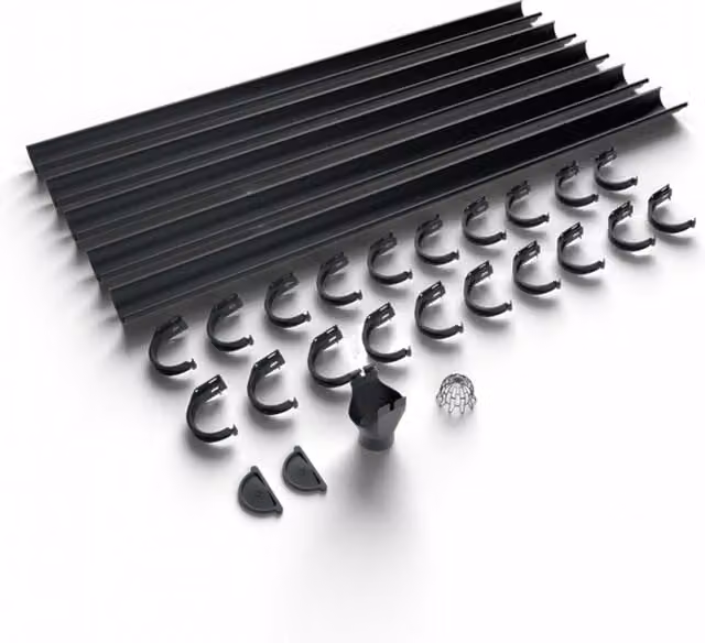 Galeco Galvanised Steel Half Round Gutter Kit in Black, 120mm Diameter