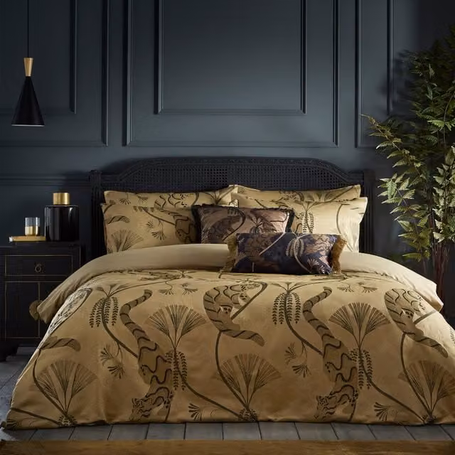 Make it a Home Moondusk Exotic Animal Jacquard Reversible Duvet Cover Set, Gold and Beige, W/D/H: 90 x 190 cm