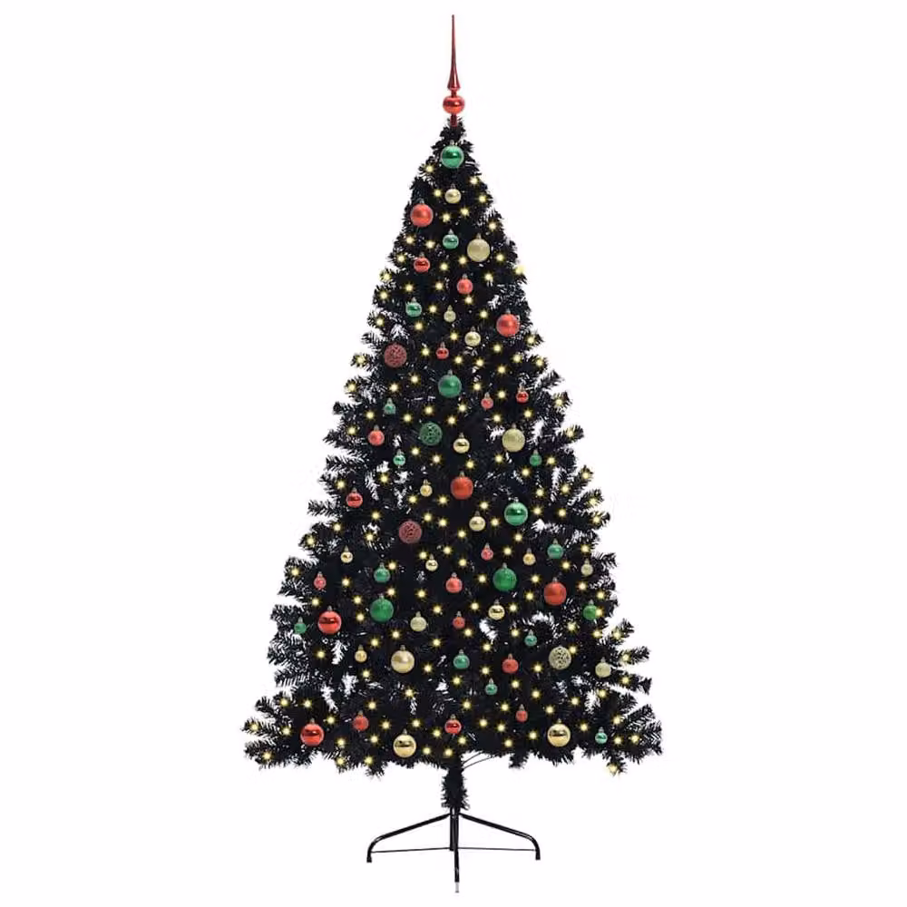 Berkfield Home Pre-lit Artificial Christmas Tree in Black, Height: 180 cm – 2