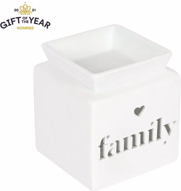 KDMK Contemporary Ceramic Heart Cut Out Oil Burner for Wax Melts and Tealights, White