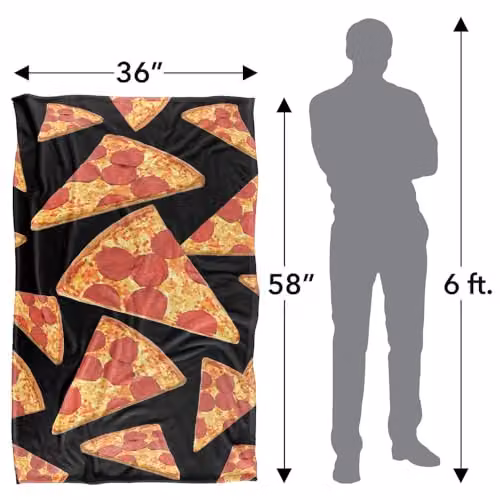 JQ Licensing James Piazza Pizza Pattern Super Soft Silky Touch Fleece Throw Blanket, Multicolour, W/D/H: 91 x 147 cm – 4