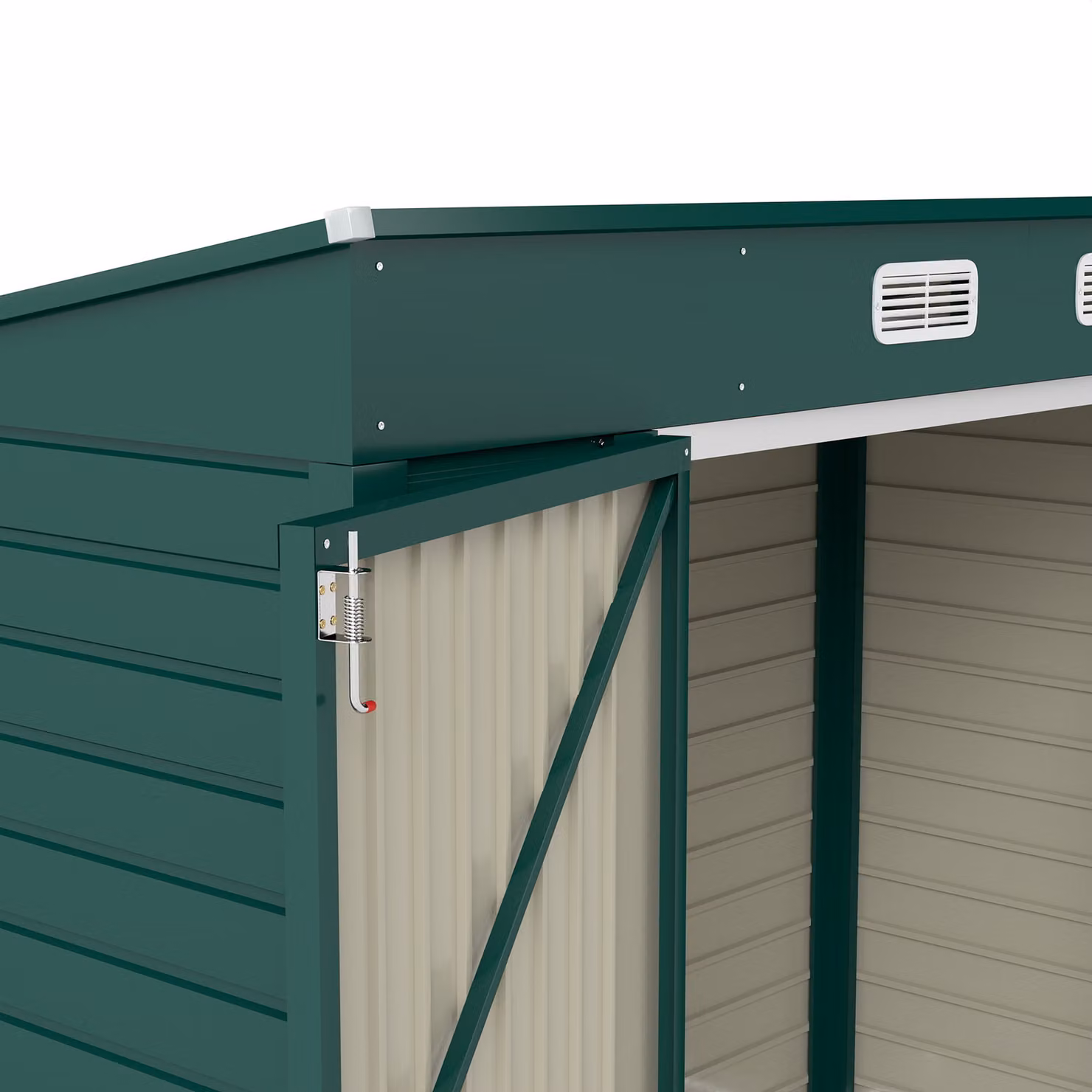 Outsunny Green Metal Pent Shed with Double Doors and 2 Vents – 7