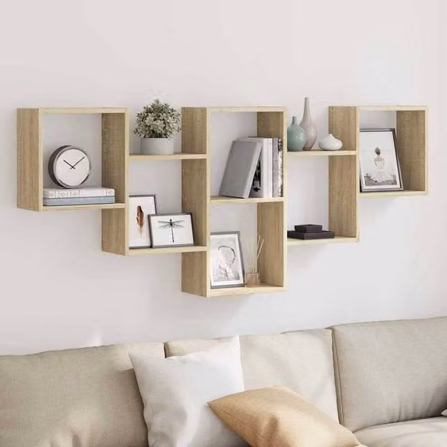 Berkfield Home Sonoma Oak Wall Shelf in Light Tan Beige, W: 159 cm, D: 18 cm, H: 66 cm – 1